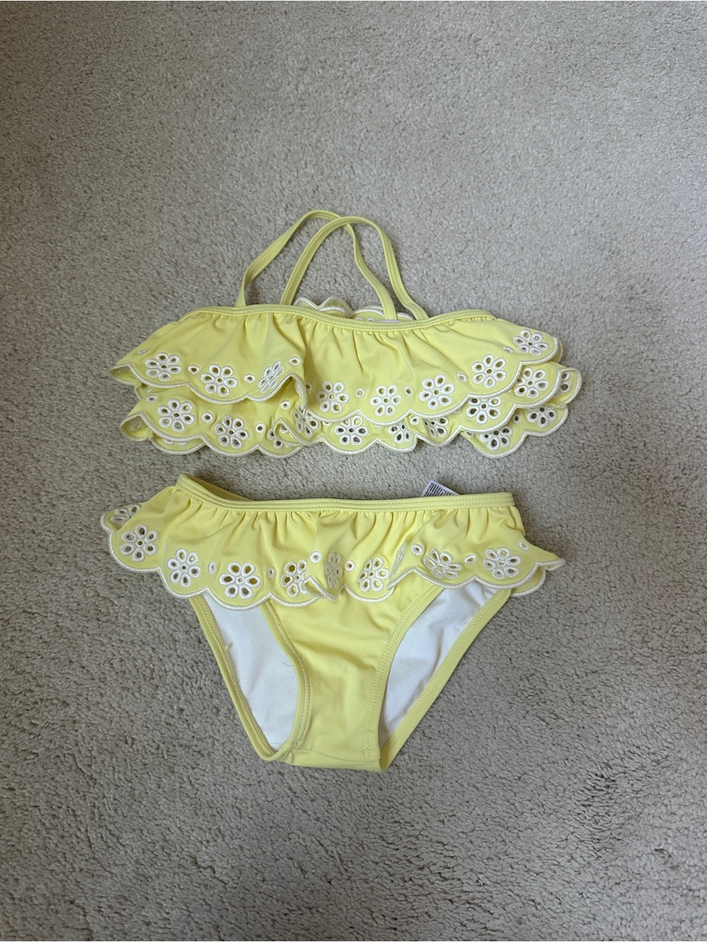Janie and Jack Yellow Eyelet Two Piece Swim Size 3